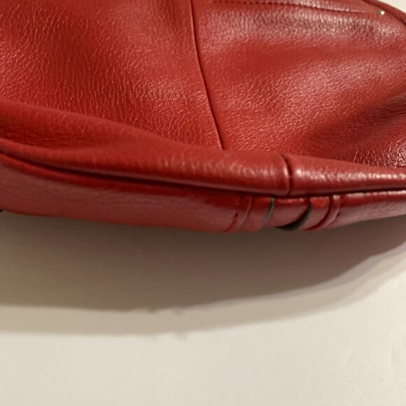 B. Makowsky Red Soft Pebble Leather Crossbody Bag - Picture 7 of 16